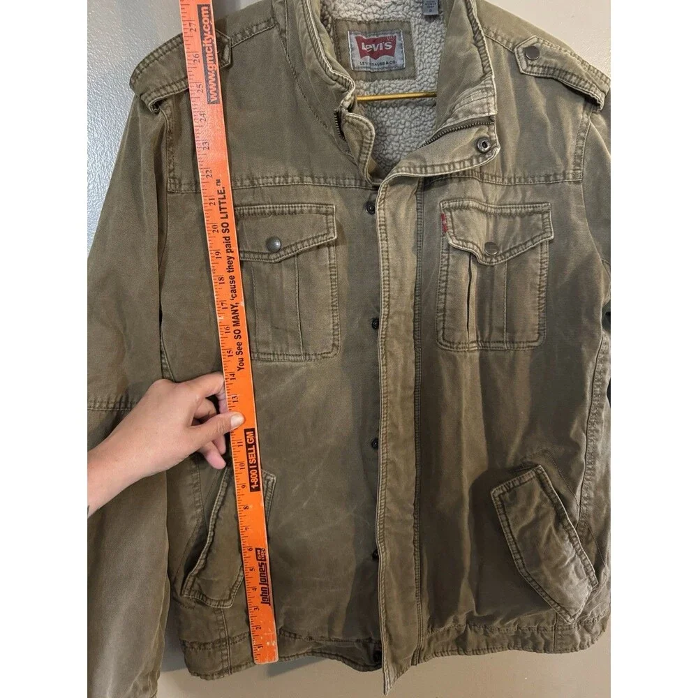 Vintage Levi's Jacket Large Green Cotton Sherpa Lined Utility Cargo Military